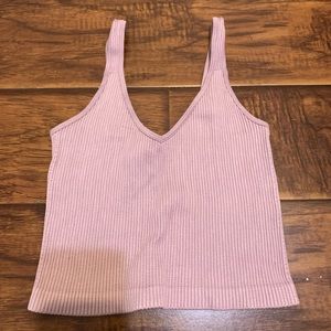 Y2K pink ribbed camisole tank top